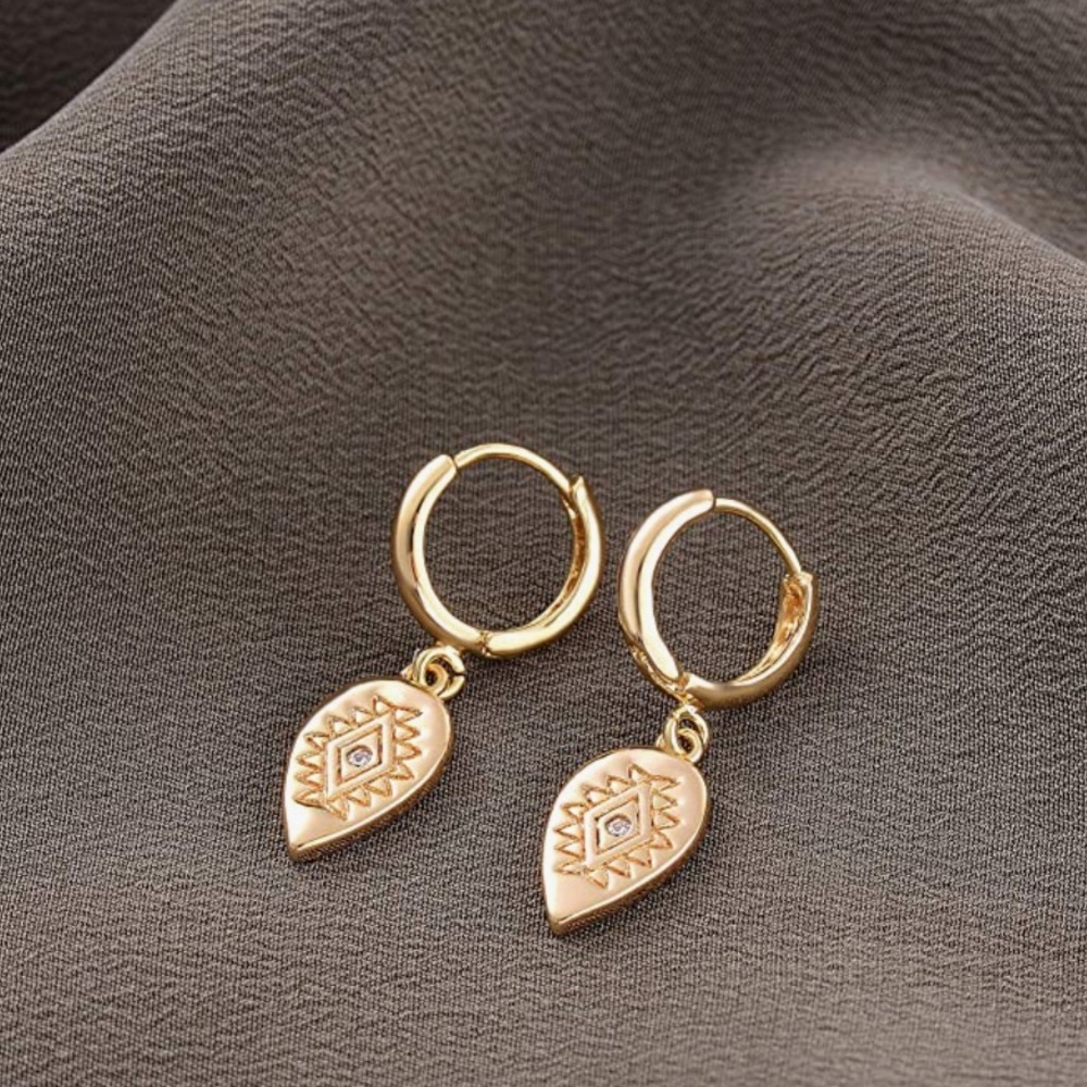 Gold Dainty Dangle Hoop Earrings